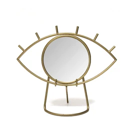 Заводское Золотое металлическое настольное зеркало для макияжа в форме глаза