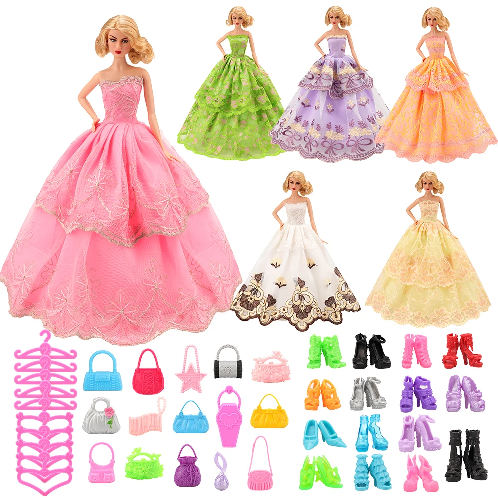 Модные аксессуары для кукол, 36 предметов/комплект, 6 платьев, 10 сумок, 10 пар обуви для кукол, 11, 5 дюймов, 30 см, кукла для девочки, подарок для девочки