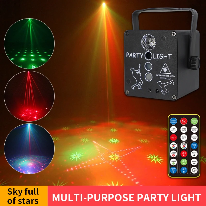 Лазерная лампа YSH для диджея, миниатюрный светильник с 4 отверстиями, RGB, для музыки, дискотеки, вечеринки, лазерного эффекта, для вечеринки, KTV, клуба, бара, лазерный кубический проектор