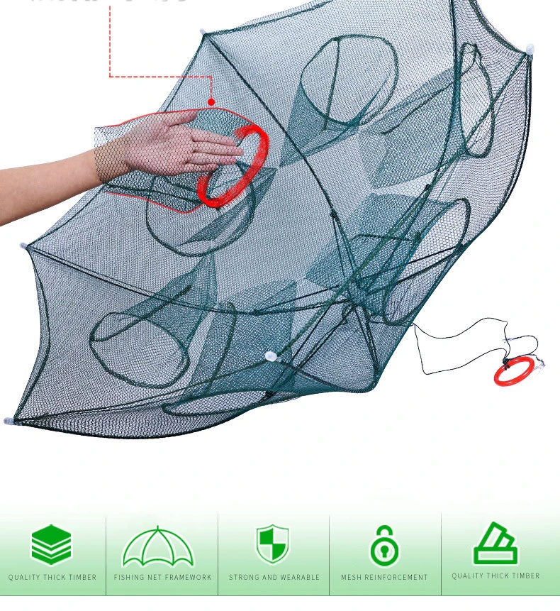 Folding Nylon Fishing Net Shrimp Crab Minnow Automatic Small Fish Set Trap Cage Device