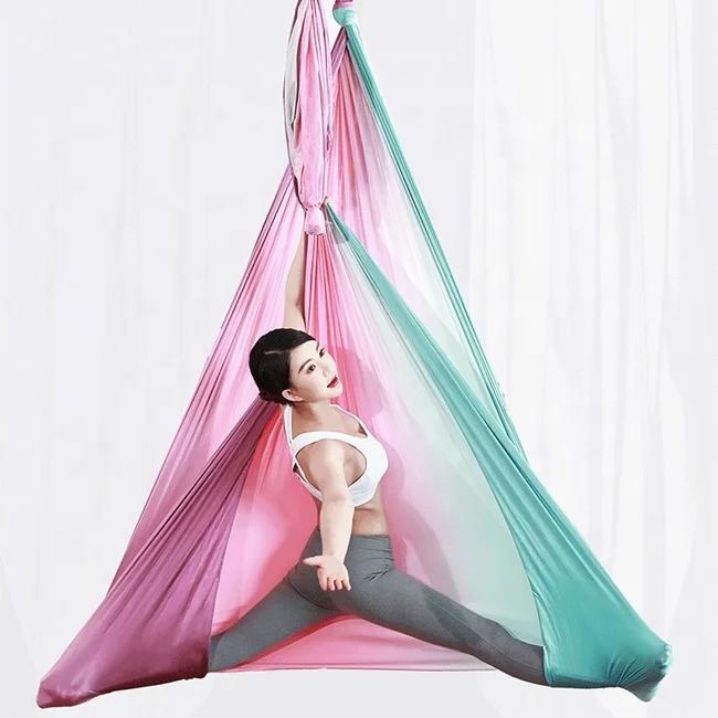 
Лучший антигравитационный градиент цвета летающая кровать для йоги низкий растягивающийся Воздушный Гамак для йоги качели 