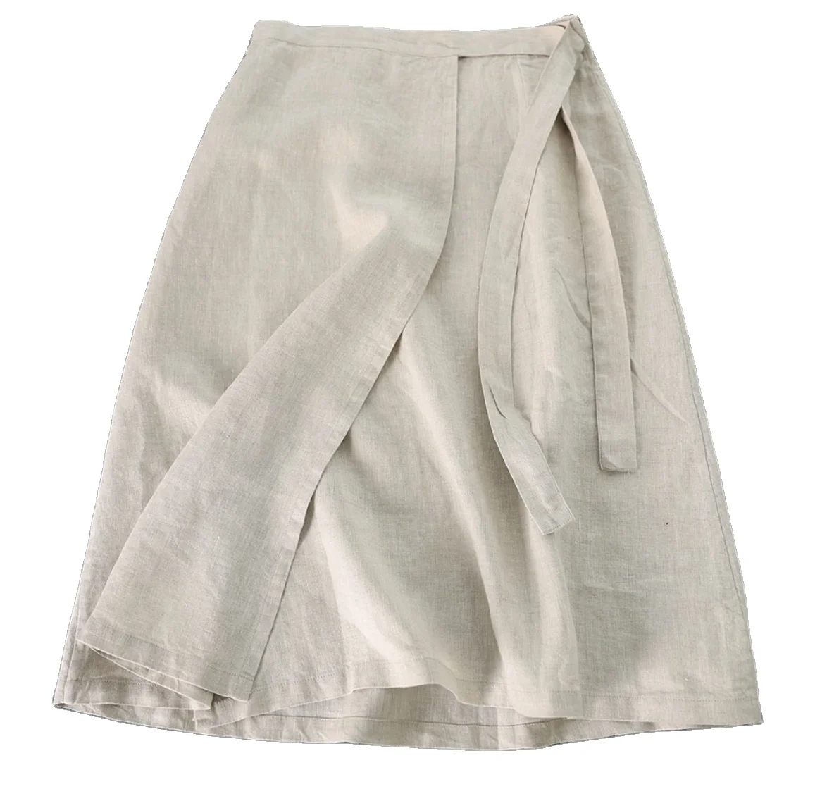 Женская элегантная трапециевидная юбка до колен из 100% чистого льна на заказ/длинная цельная льняная юбка