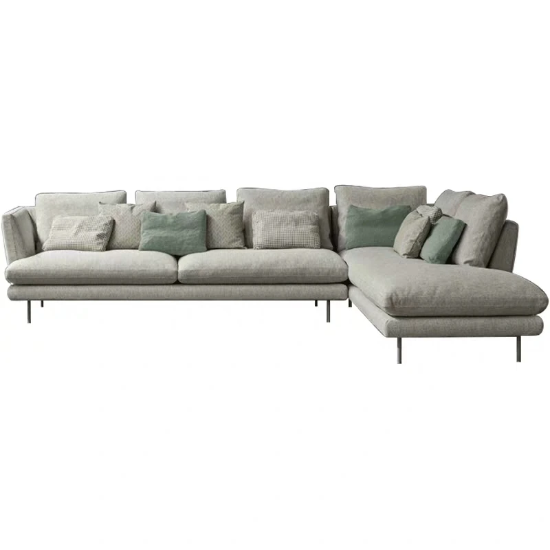 
Угловой серый тканевый диван L-образной формы для гостиной, левый или правый шезлонг 
