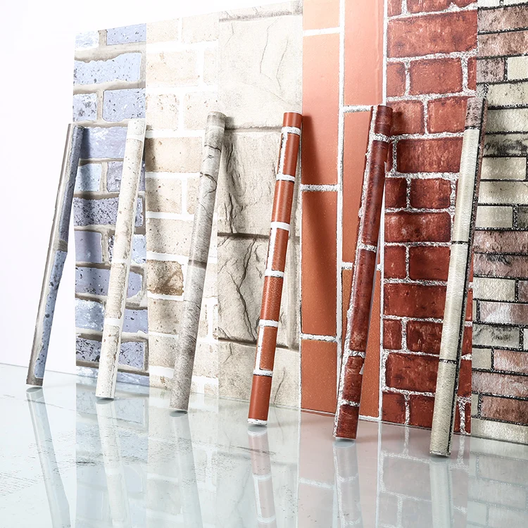 
3D кирпичная текстура ПВХ декоративные виниловые 3d обои для украшения стен дома 