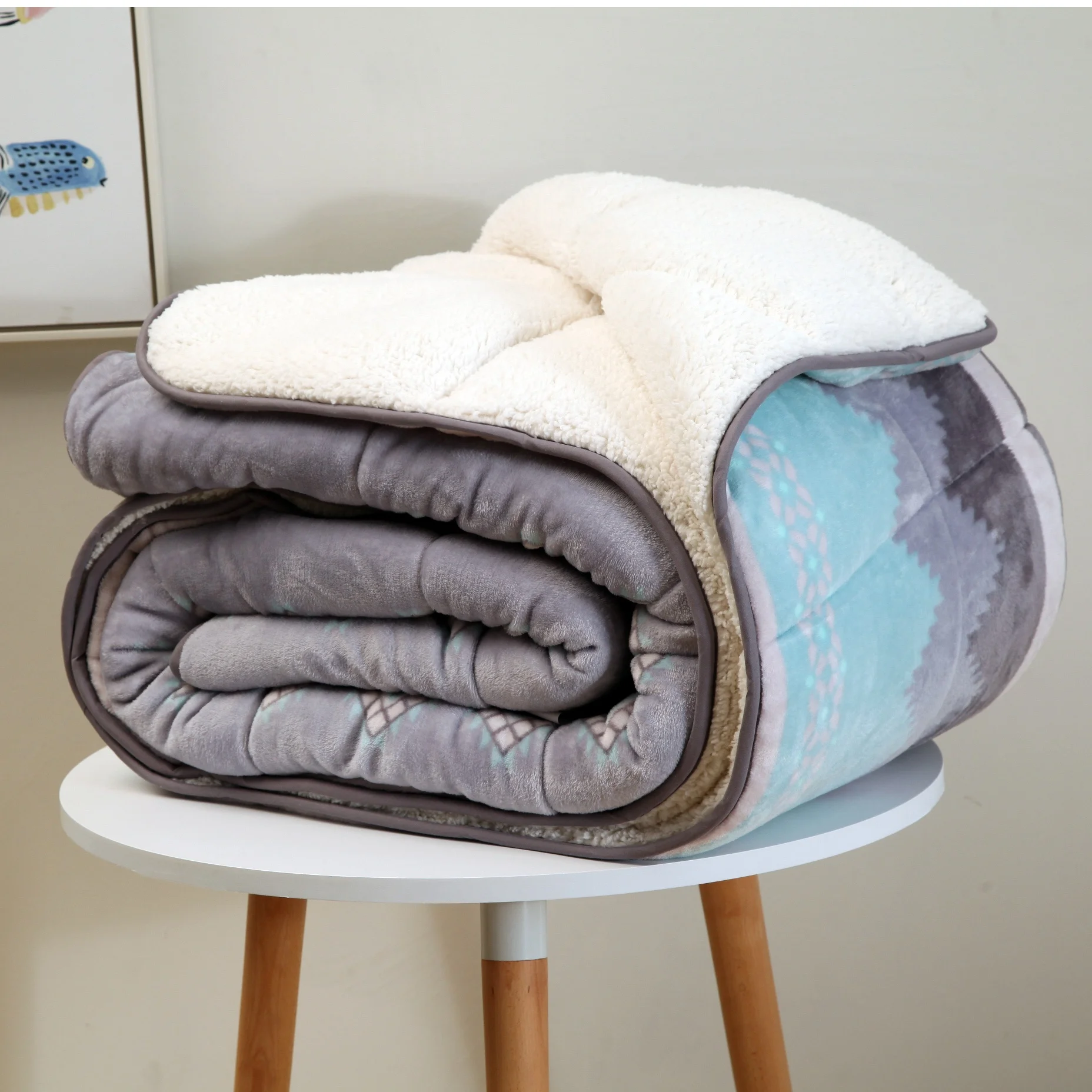 
 Комфортное Фланелевое теплое одеяло Sherpa с принтом для отеля на зиму  