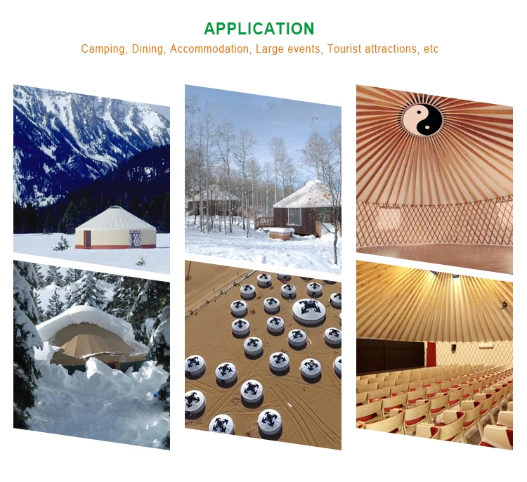 waterproof mongolian lixury vendita 40 ft dome Traditional wooden yurt