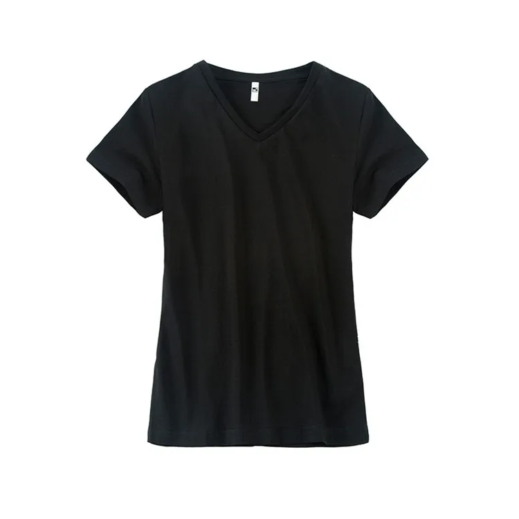 
150 г/м2, женская футболка из хлопчатобумажной смеси с V-образным вырезом и коротким рукавом 