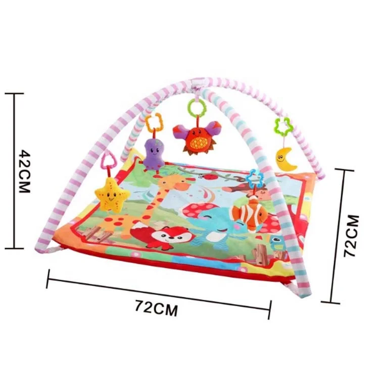 Детский коврик 2 в 1 для игры в тренажерный зал с игрушками и подушкой для новорожденных 0 - 12 месяцев
