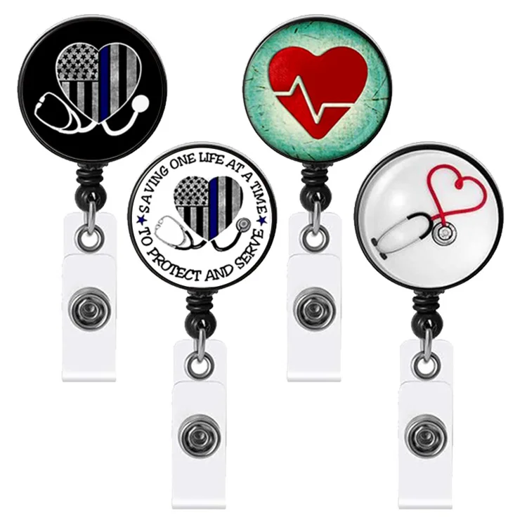 Популярные значки Amazon для врачей и медсестер, пряжка, стетоскопы Love, легко тянуть расширительный значок, легкая Пряжка для карт