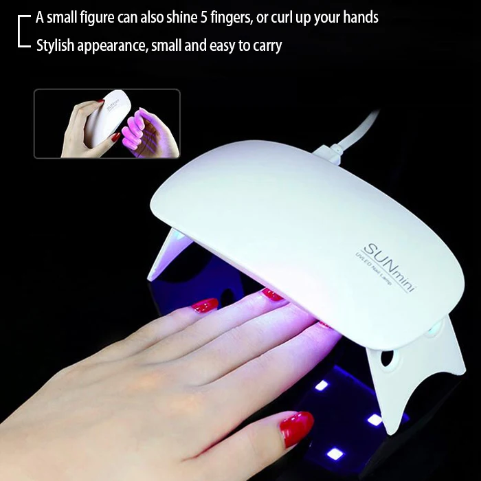 Светодиодная УФ лампа для ногтей сушилка USB зарядка 6 Вт гелевая Сушилка 30s 60s таймер
