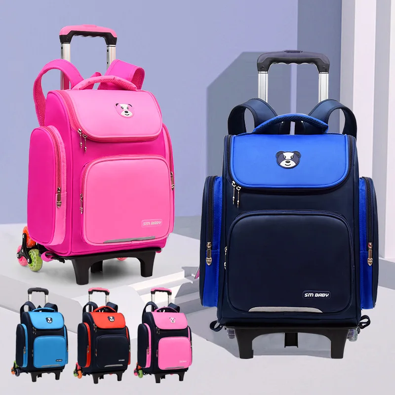 Прямая поставка Лидер продаж рюкзак на колесиках для мальчиков и девочек школьный сумка багажа