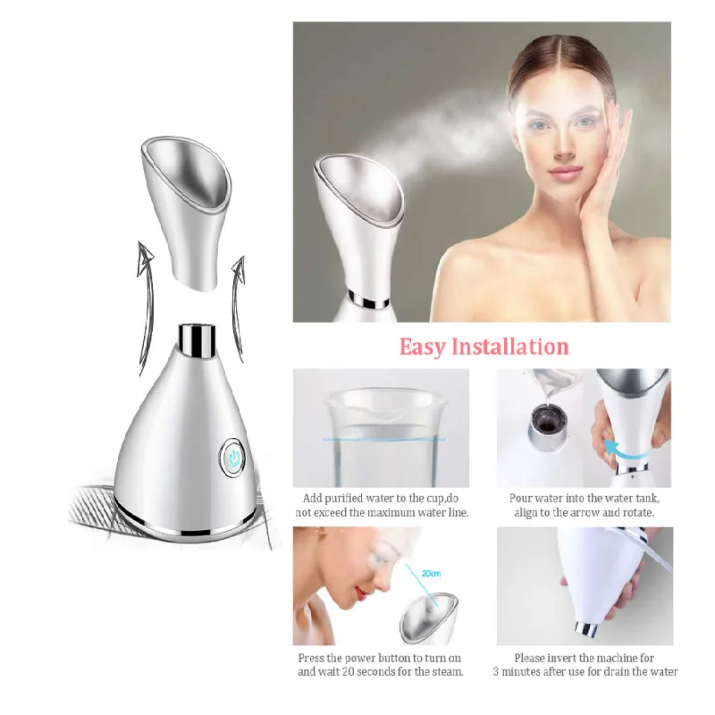 PSB 2021 handy portable humidifier veporizer hot face spa steamer nano ionic mist sprayer facial steamer