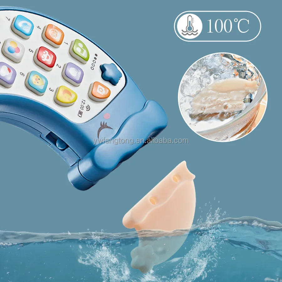 Cross-border children's educational English toys cell phone simulation cartoon moon phone light music toys can bite