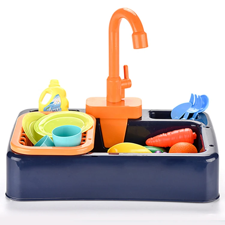 Детская пластиковая электрическая посудомоечная машина, игровой набор для ролевых игр, мытье посуды, рециркуляция воды, детская игрушка для кухонной раковины