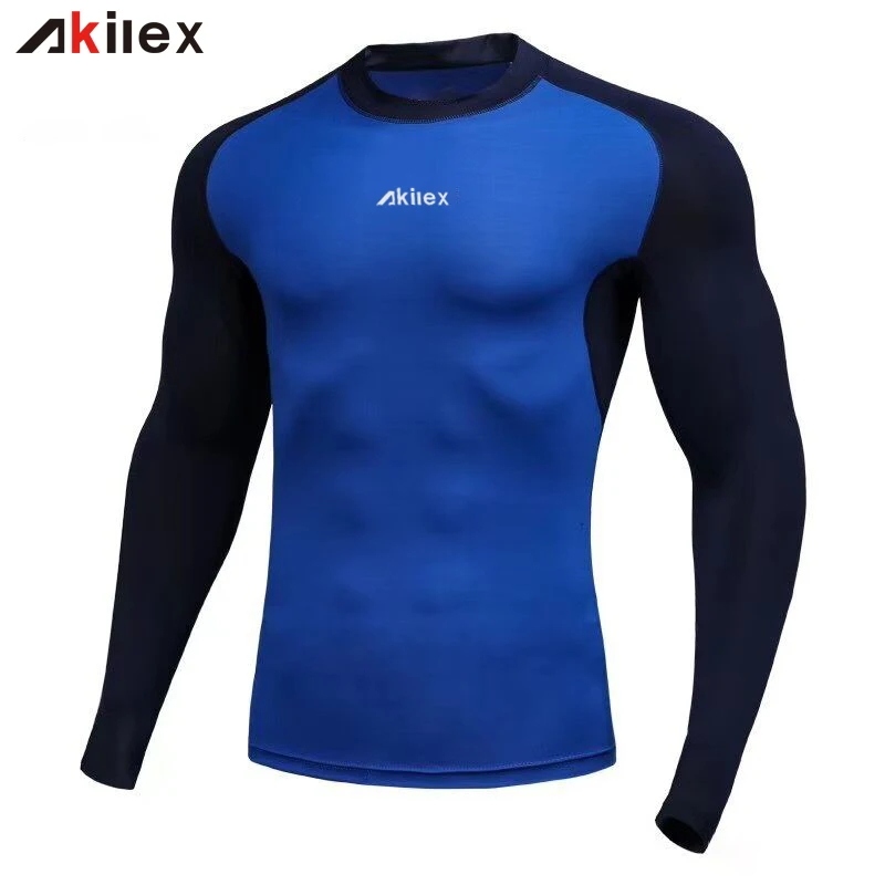
2020 модная мужская компрессионная футболка Akilex с длинным рукавом для фитнеса и спортзала, в наличии 