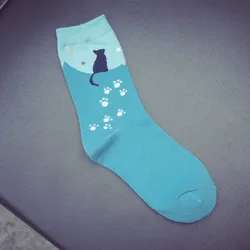 Модные новые повседневные носки из дышащего хлопка в японском стиле с изображением мультяшного кота для женщин и девочек под заказ, оптовая продажа