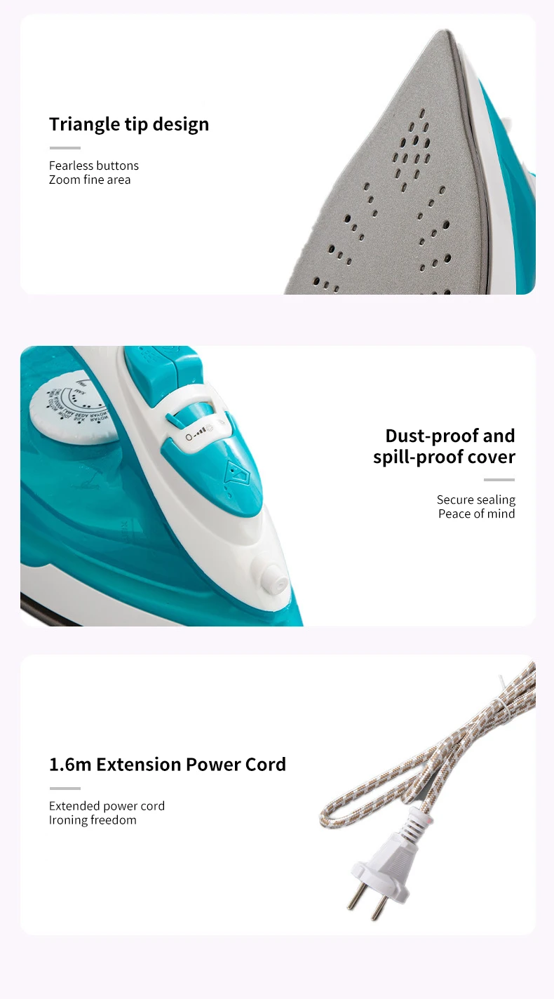 Convenient Triangle Design Powerful Steam Portable Light Handheld Comfort Electric Iron for Clothes