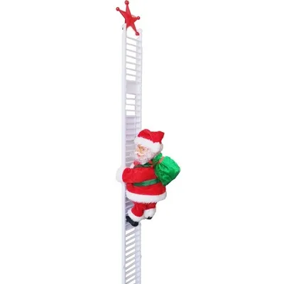 Новый Рождественский подарок H41, электрическое украшение в виде лестницы Санта-Клауса, Рождественское украшение, музыкальная электрическая плюшевая игрушка в виде Санта-Клауса