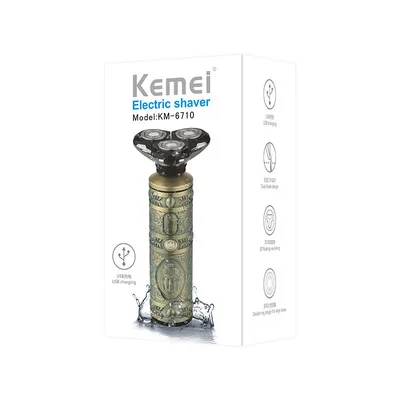 Kemei 6710 pro металлический корпус машинка для бритья лица для мужчин влажная сухая 3D электрическая бритва для бороды лысая электрическая бритва перезаряжаемая