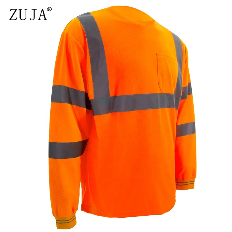 Оранжевая Защитная Рубашка ZUJA EN20471, светоотражающая рубашка с длинным рукавом