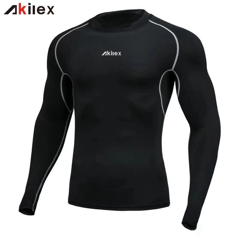 
2020 модная мужская компрессионная футболка Akilex с длинным рукавом для фитнеса и спортзала, в наличии 