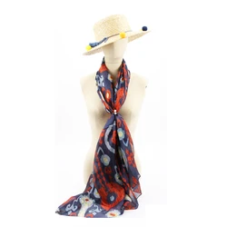 Популярный женский новый модный большой цифровой шифоновый шарф бордового цвета для женщин