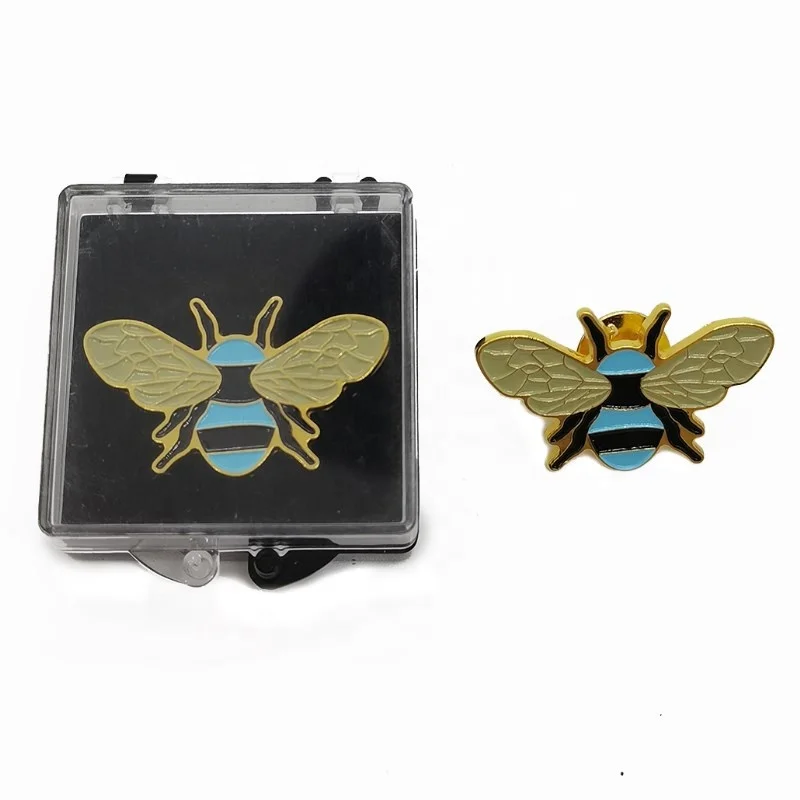 metal enamel bee pin badge and box.JPG