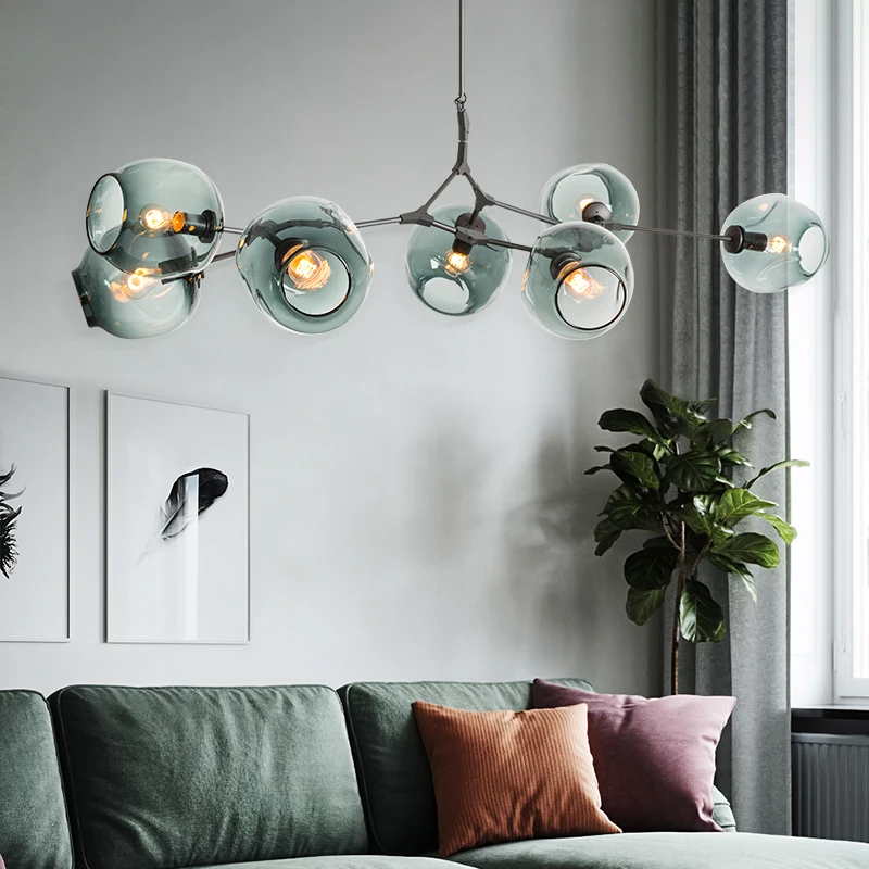 
 Современная Потолочная люстра в скандинавском стиле, светодиодные светильники со стеклянными шариками Эдисона B22 E26 E27, волшебная лампа  
