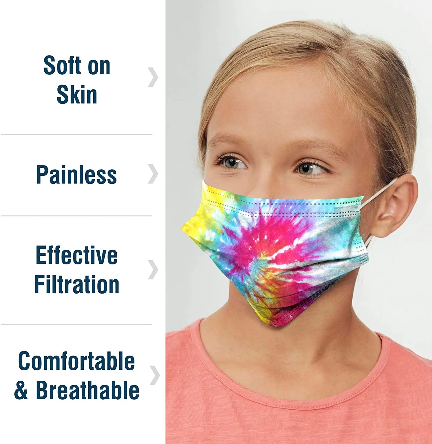 Одноразовая маска для лица с индивидуальным принтом, 50 штук, упакованная краска для галстука, индивидуально обернутая для детей