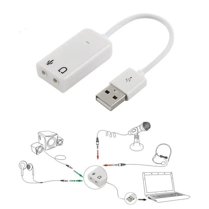 
USB 2,0 Виртуальная 7,1 канальная 3D Звуковая карта 