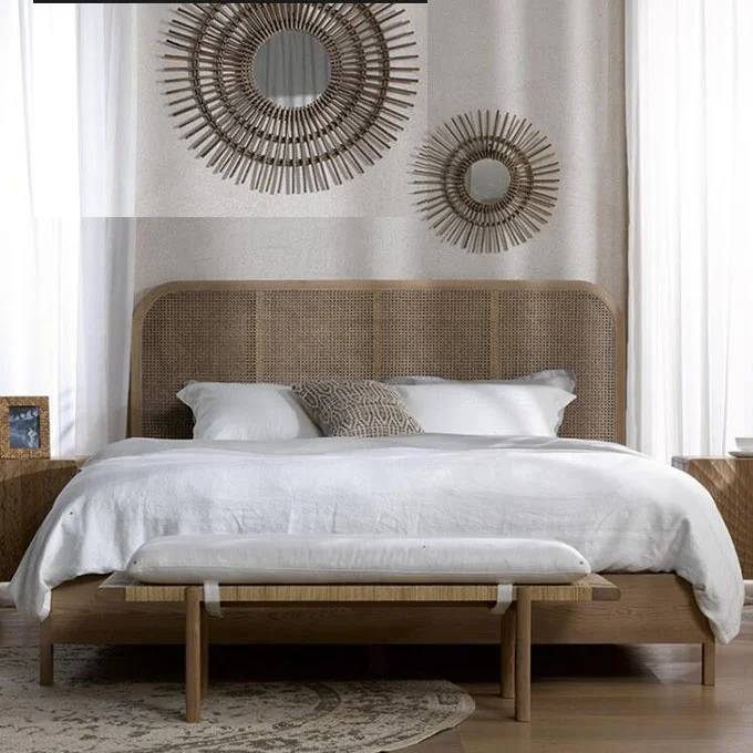 
 Китайский поставщик, антикварные королевские/большие Ротанговые/плетеные деревянные кровати для мебели для спальни  