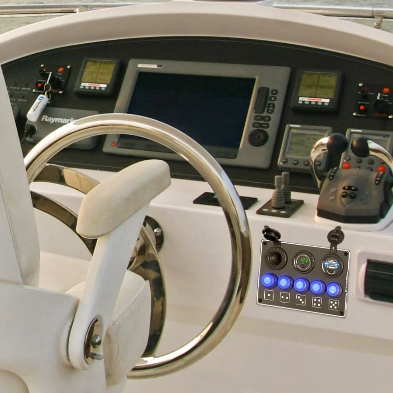 Водонепроницаемая Морская Лодка Автомобильный переключатель панель с питанием прикуриватель вольтметр USB зарядное устройство гнездо 5 групп переключатель панель