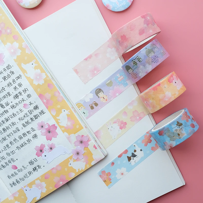 Nekoni Notebook Note Books Sakura Festival with Grid Paper 210mm x 110mm, 32 Sheets/64 Pages Per Pad for Handbook