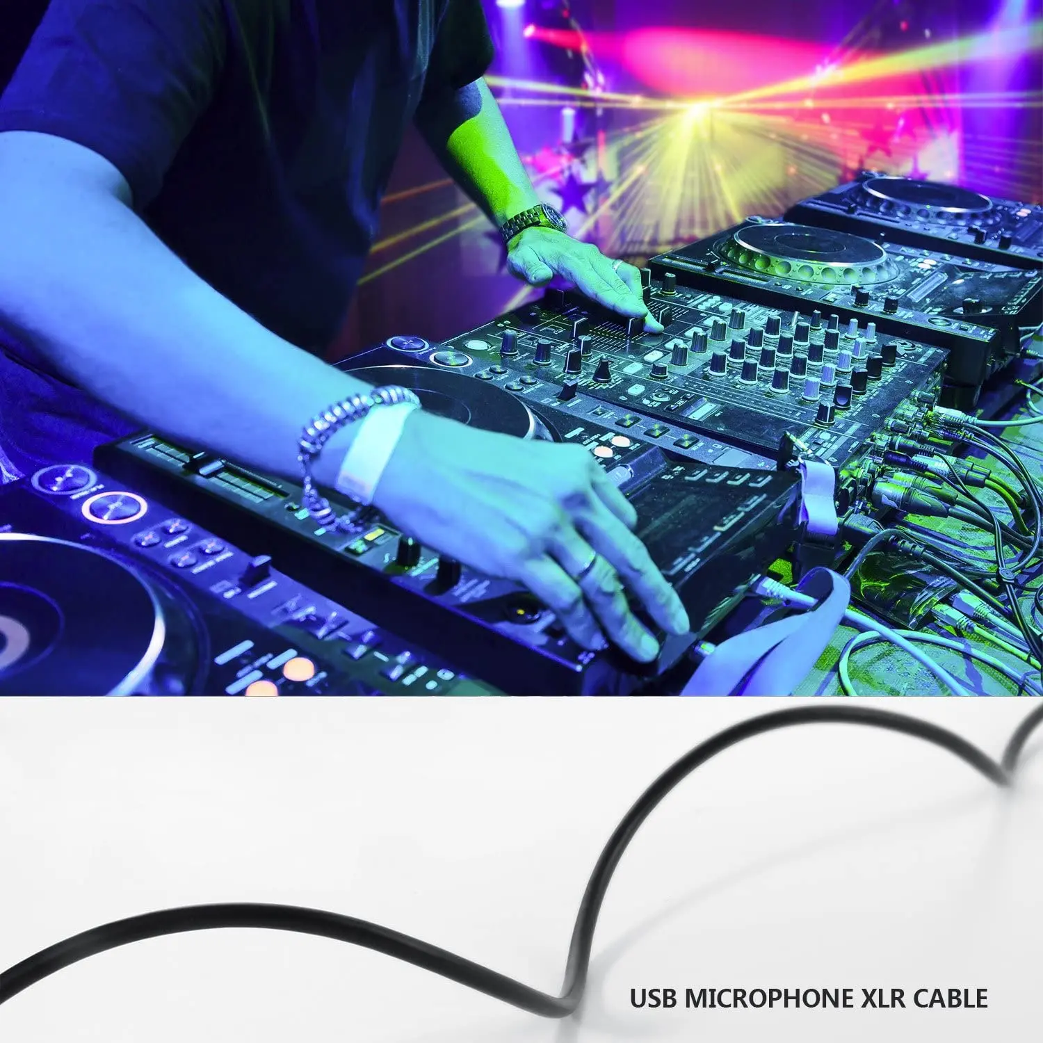 Studio XLR to USB-A Interface Cable USB to XLR Adapter to Capture Professional Audio Microphone for Smartphone/Tablet/Computer