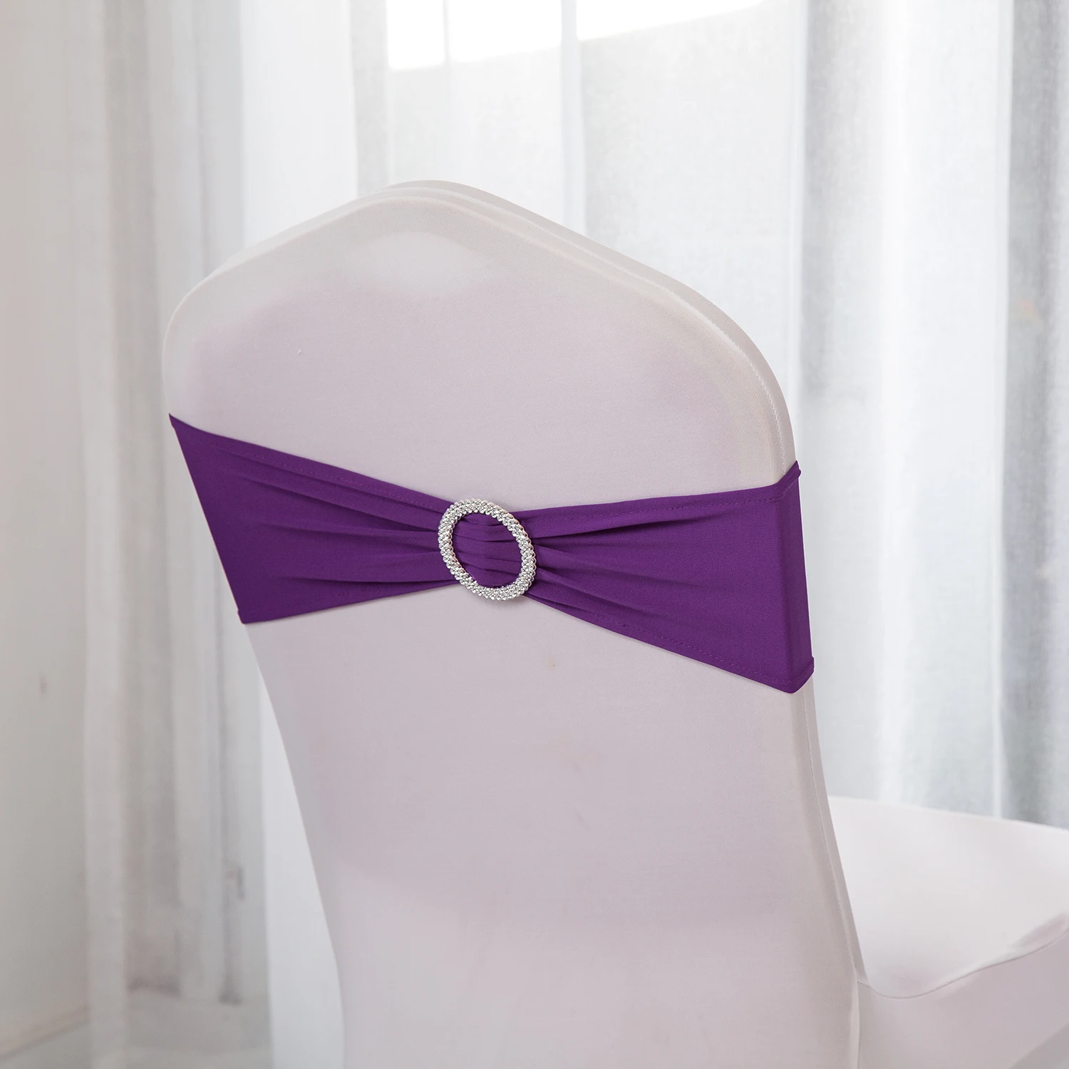 Эластичный спандекс накидки на стулья с сердцевидной пряжкой слайдер металлическое кресло ленты банты для свадебных украшений 10 видов цветов
