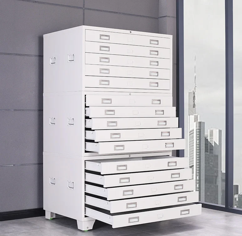 Metal A0 Paper Map Cabinet Plan 5 Drawers Filing Cabinet Steel A1 Paper File Drawing Storage Cabinet