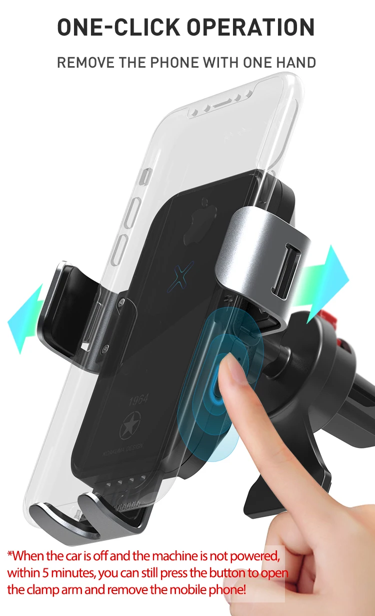 2021 KC Qi Standard 15W Fast New Electric Car Phone Holder 10W Wireless Quick Charger Car Mount Mobile GPS Stand