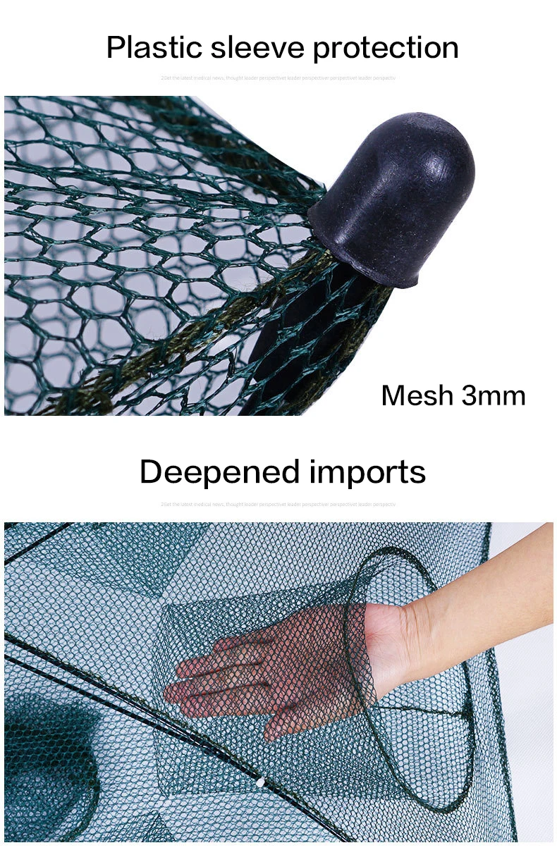 Folding Nylon Fishing Net Shrimp Crab Minnow Automatic Small Fish Set Trap Cage Device