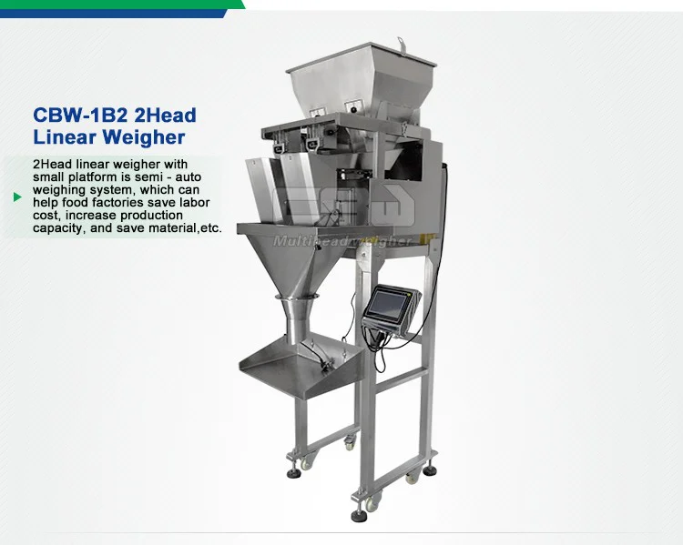 2 head 3L hopper linear weigher for rice packing machine