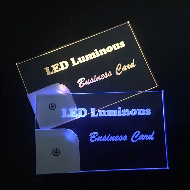 Светодиодная акриловая пригласительная карточка с сообщениями на заказ, светящаяся визитная карточка с именем, светодиодная визитница