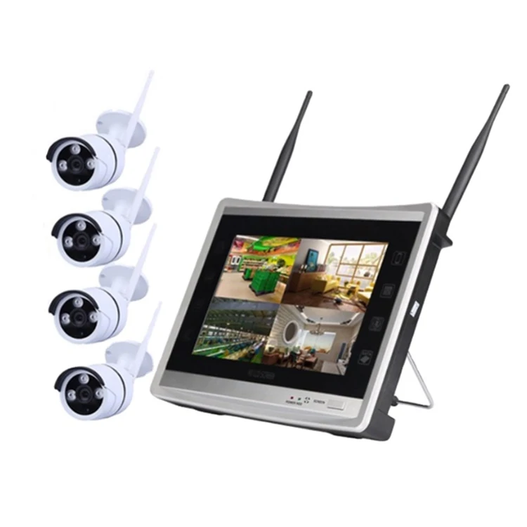 Plug and Play P2P 4CH 1080P Wifi Bullet IP Camera 15 Inch NVR KIT с ЖК-экраном