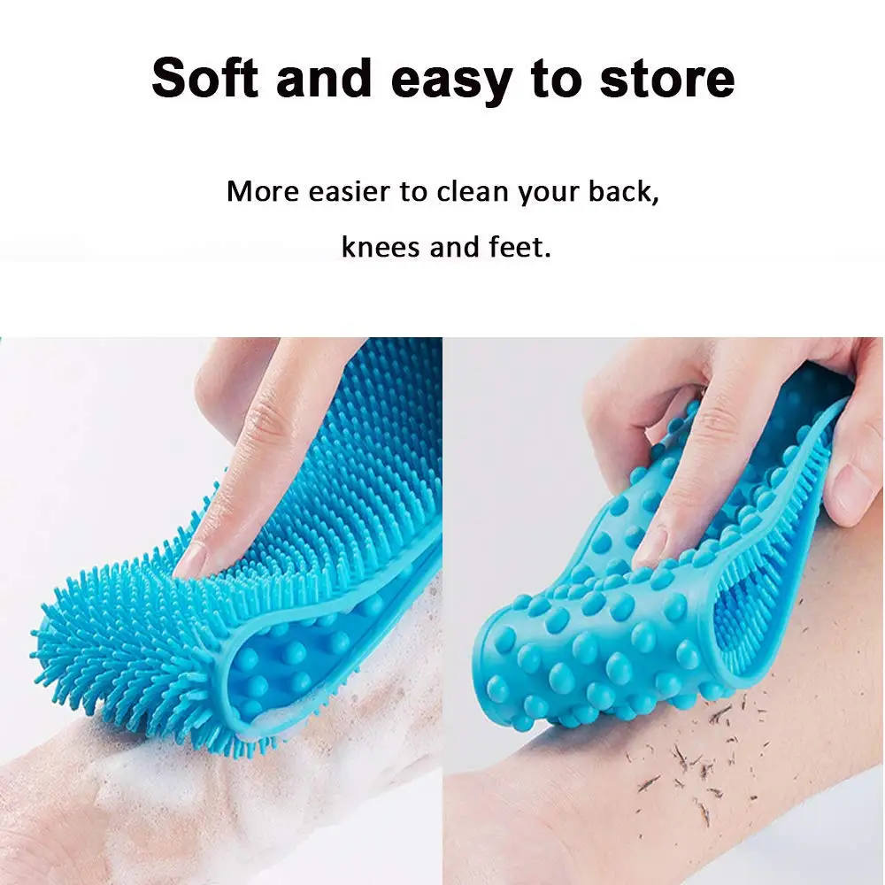 Экологически Чистый Отшелушивающий удлиненный силиконовый скребок для спины и тела, Легкая очистка, силиконовая щетка для ванны