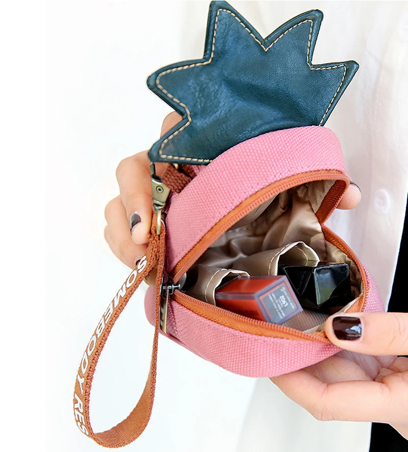 
Новинка 2020, модный персонализированный мини-кошелек для монет от производителя, Маленькая симпатичная Холщовая Сумка в стиле преппи в форме ананаса для девушек, помада 