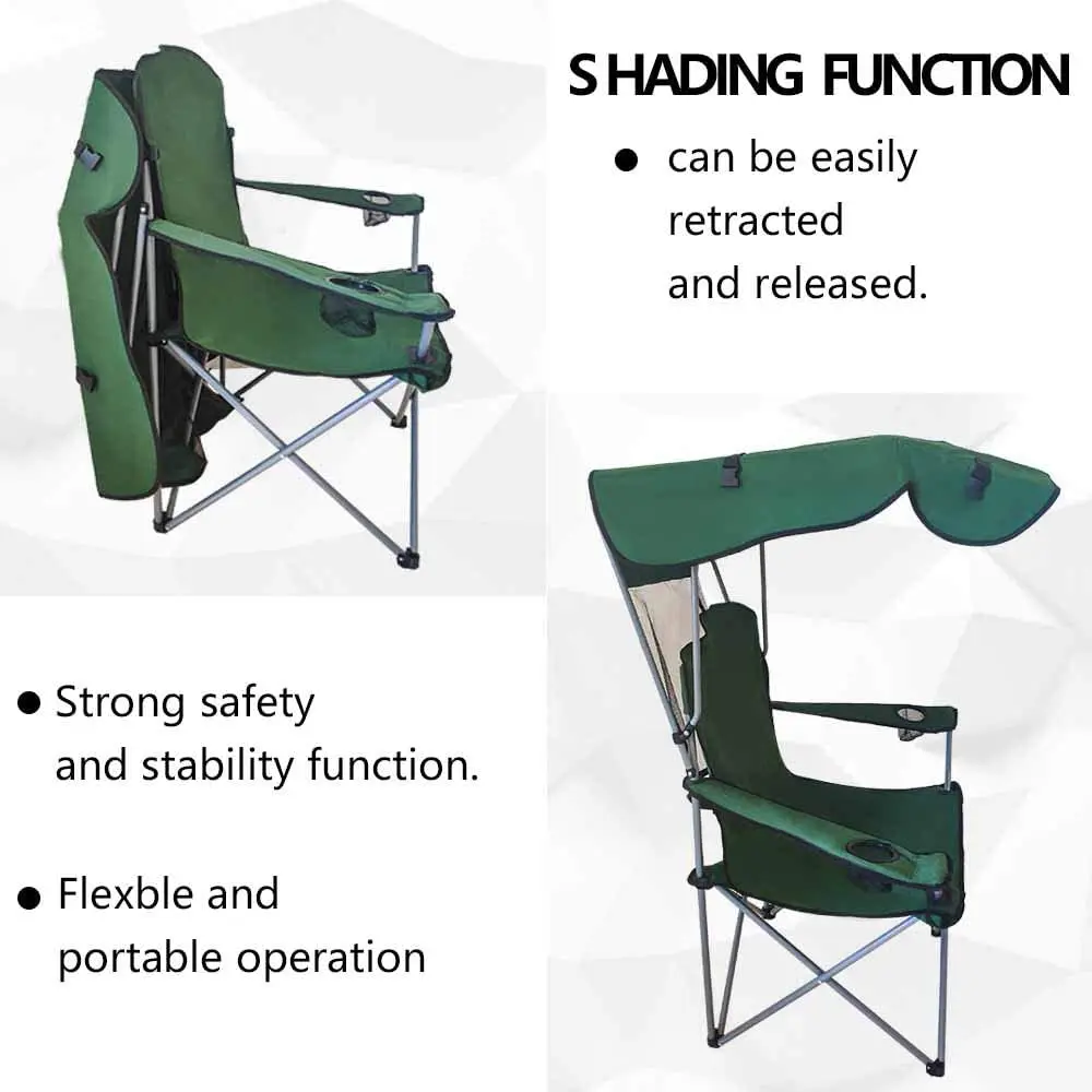 Портативный пляжный стул, Регулируемый складной стул для кемпинга с навесом