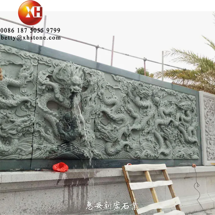 
 Оптовая продажа, китайские уличные садовые декоративные статуи из натурального зеленого гранита, резьба по дракону, дизайн скульптур на стене  