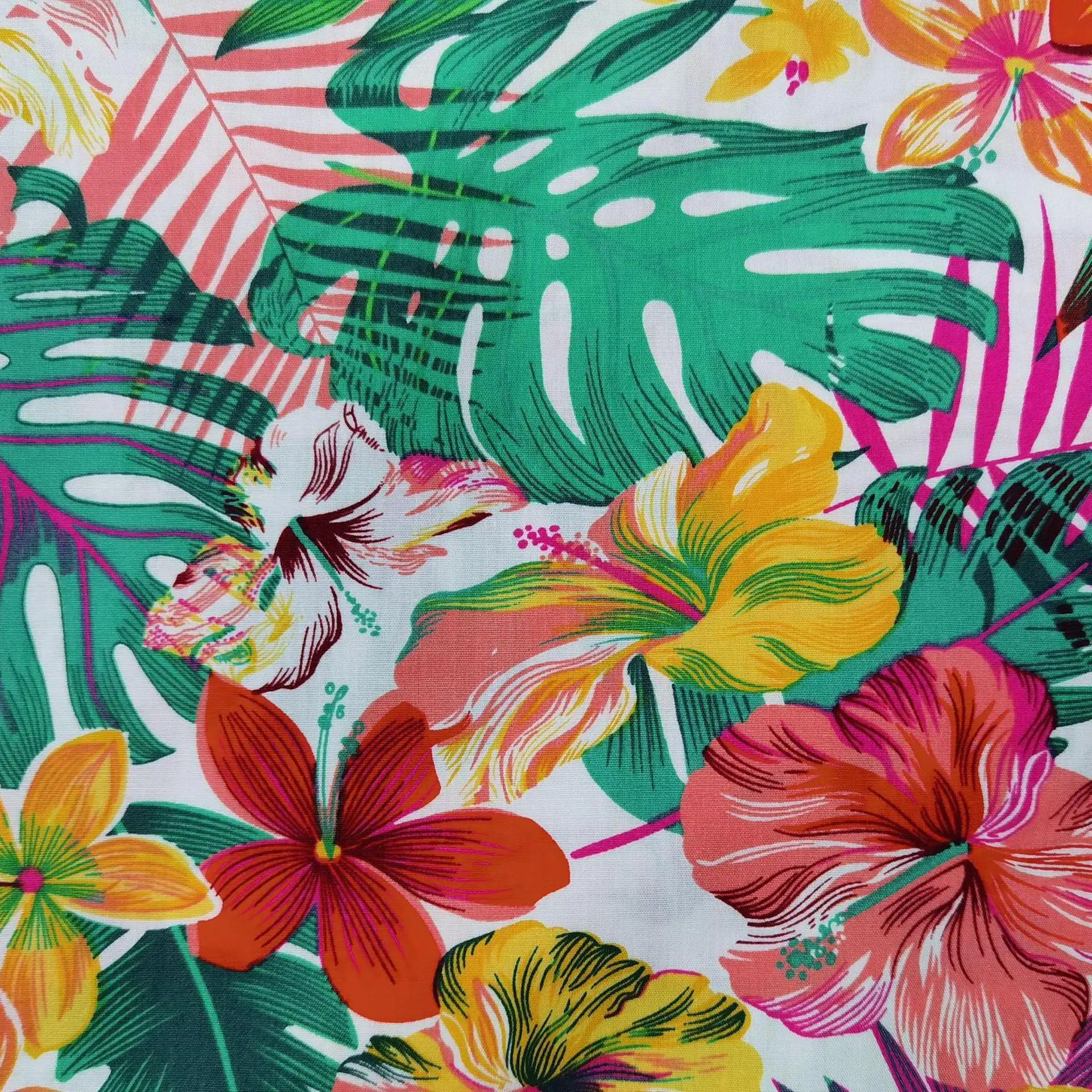
Ткань хлопок поплин для постельных принадлежностей Печать Горячая Распродажа различные цвета Новые Гавайские тропические листья 100% хлопок рубашка чёсаные тканые 148 см 