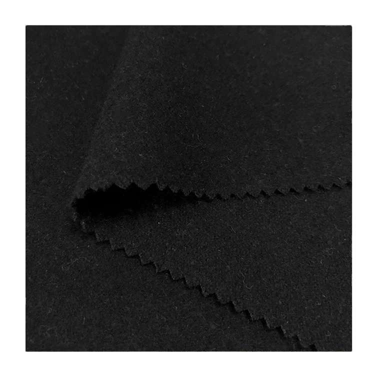 Оптовая продажа с фабрики черная однотонная 50% шерстяная ткань для костюма пальто