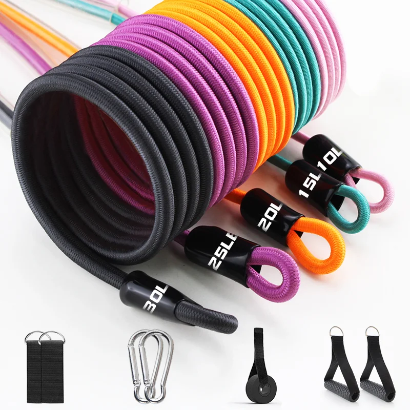 5 Fitness Workout Exercise Resistance Bands set with density foam Handles Legs Ankle Straps for muscle Training pulling rope