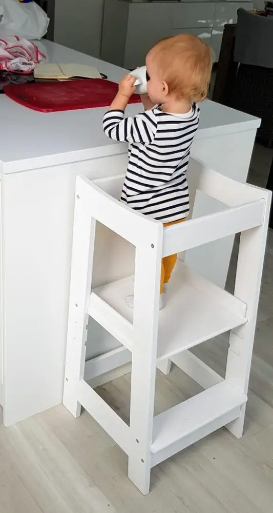 
Бамбуковый деревянный детский стул, обучающая башня, бамбуковый детский ступенчатый стул для малышей, белый 