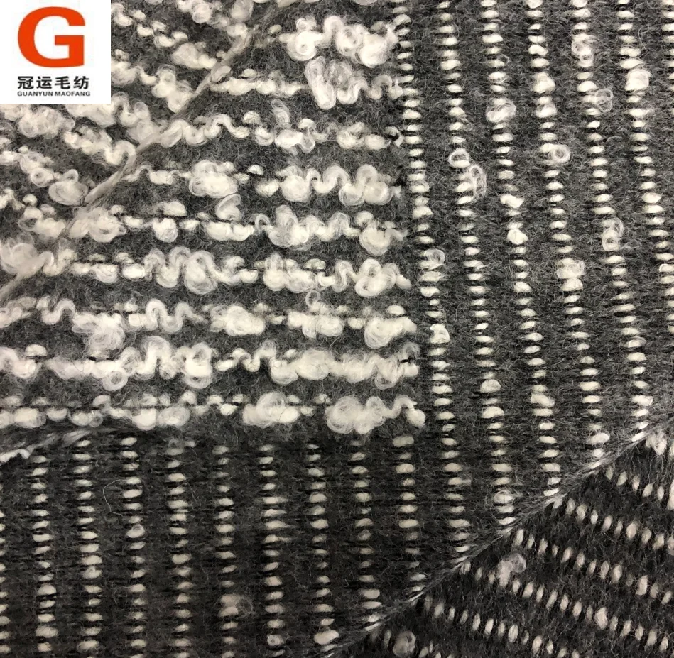 Super soft wool acrylic fancy yarn luxury coat blend woolen tweed fabric